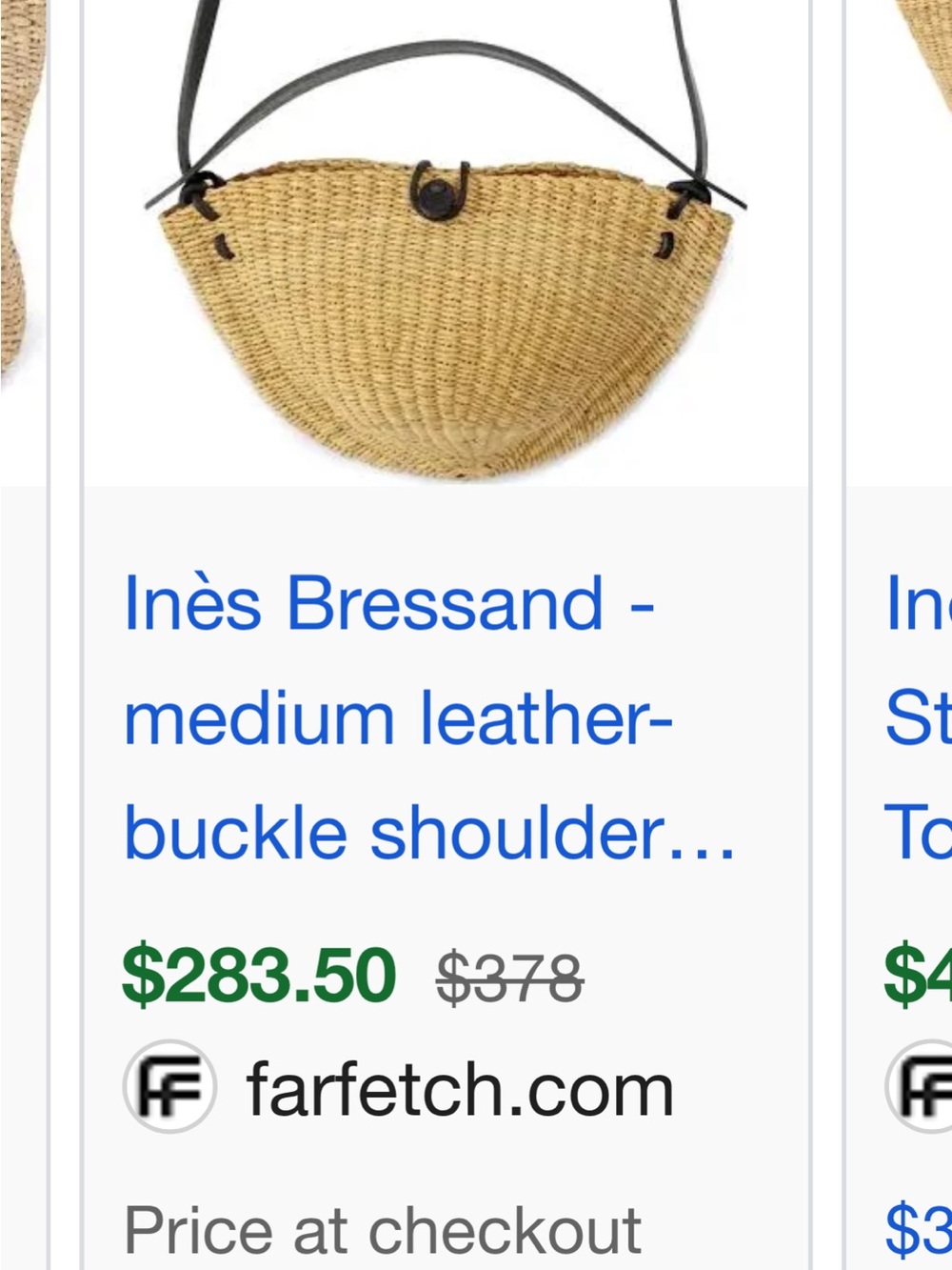 Woven Half-Moon Shoulder Bag with Black Leather Strap - Picture 4 of 4